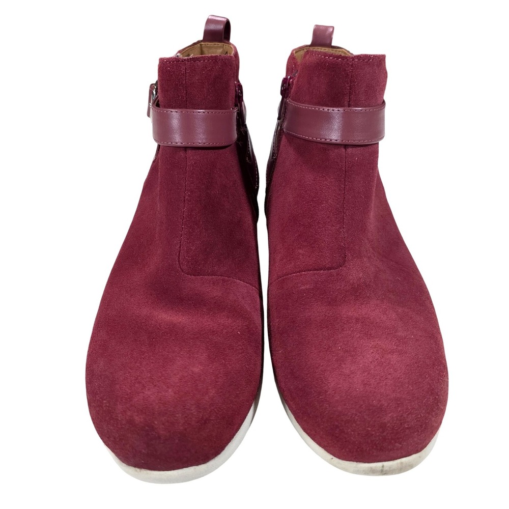 Vionic 9.5W Ankle Boots Suede Low Heel Raspberry - Picture 4 of 9